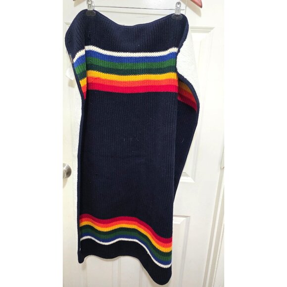 Pendleton Sherpa Lined Baby Blanket Rainbow Stripes Size 30 x40 - Picture 2 of 6